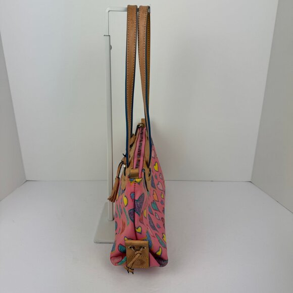 Authentic Dooney & Bourke Tassel Zip Top Heart Print Shoulder Bag. - Picture 4 of 16